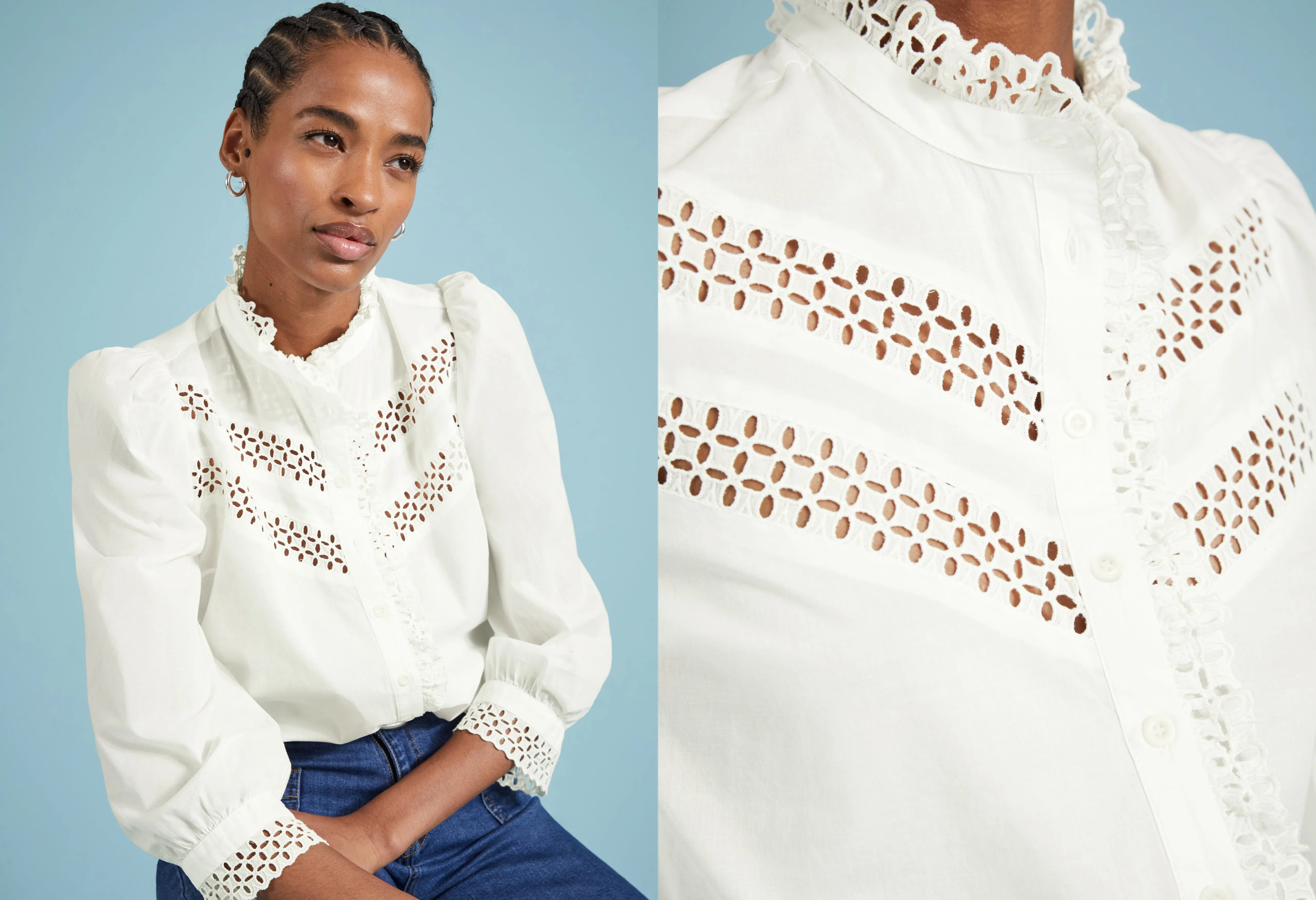 Isamaya Organic Cotton Broderie Detail Blouse